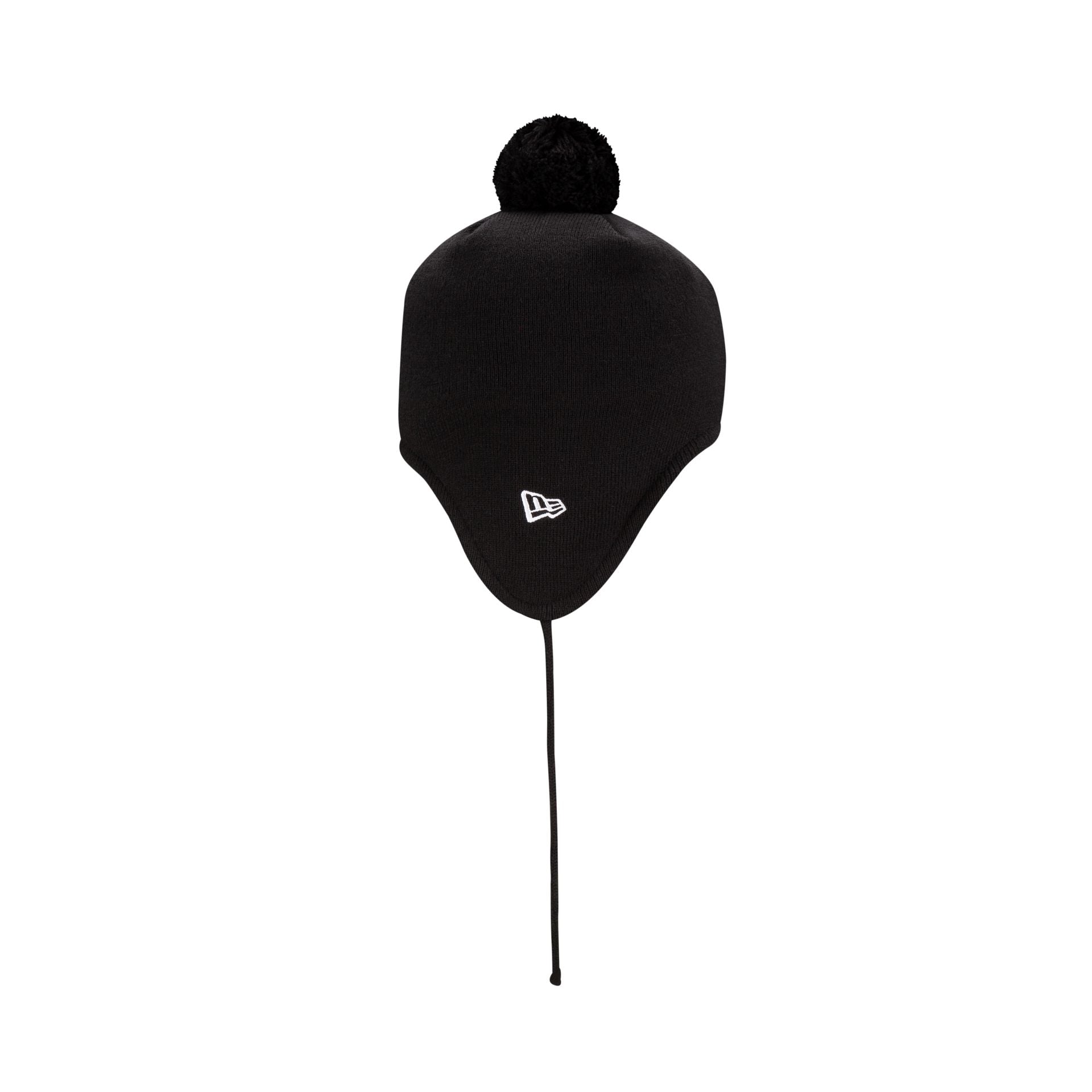 New Era Cap Black Pom Knit Ear Flap Hat