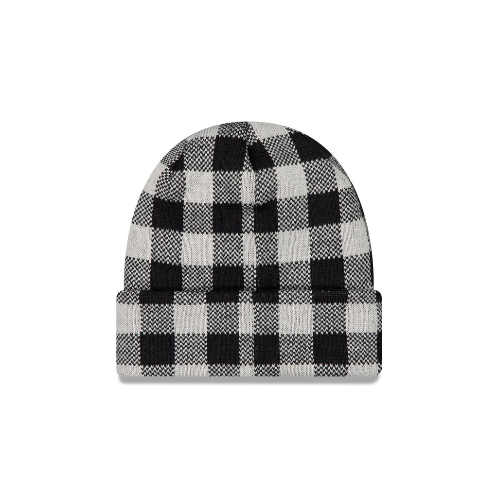 New Era Cap Block Check Black Cuff Knit Hat