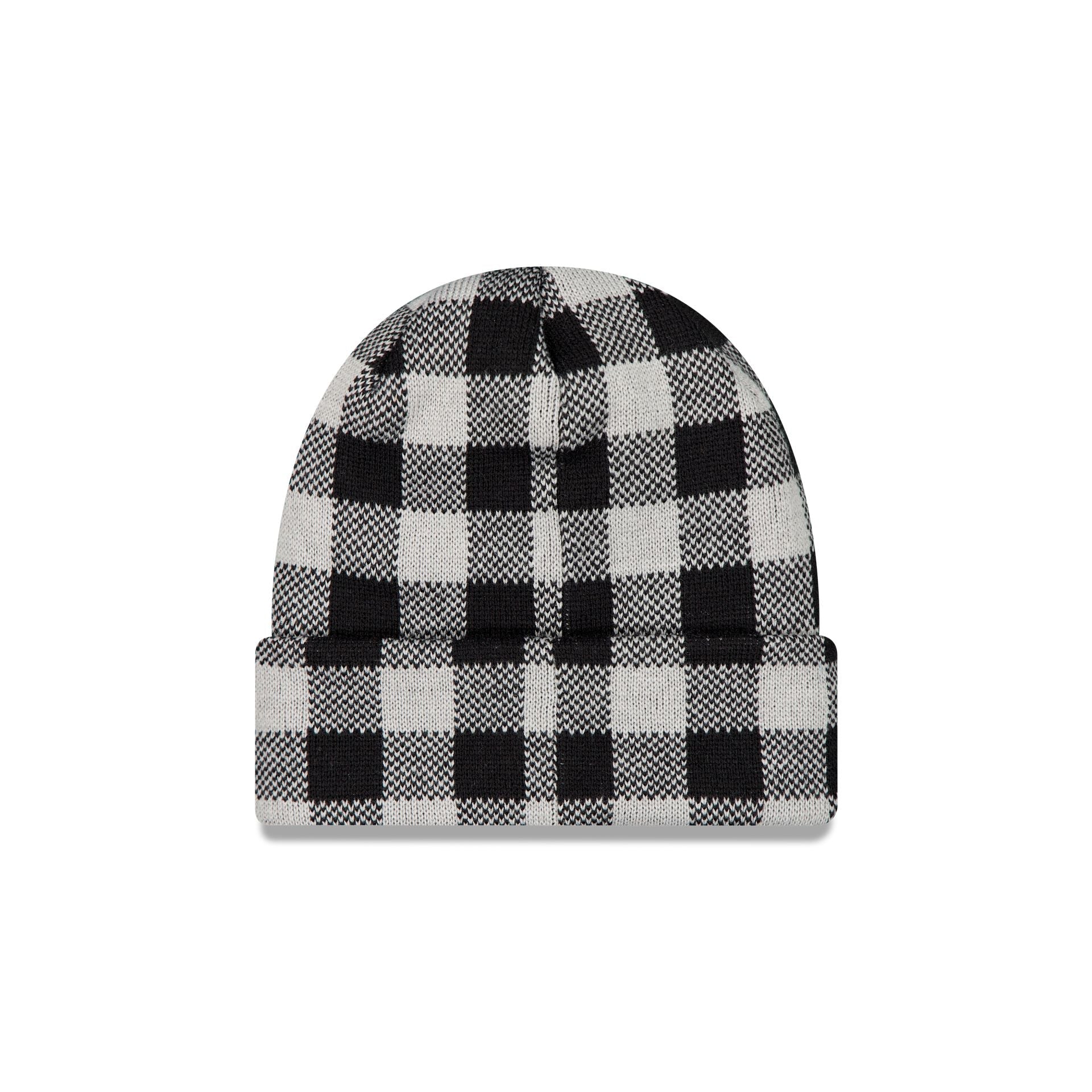 New Era Cap Block Check Black Cuff Knit Hat