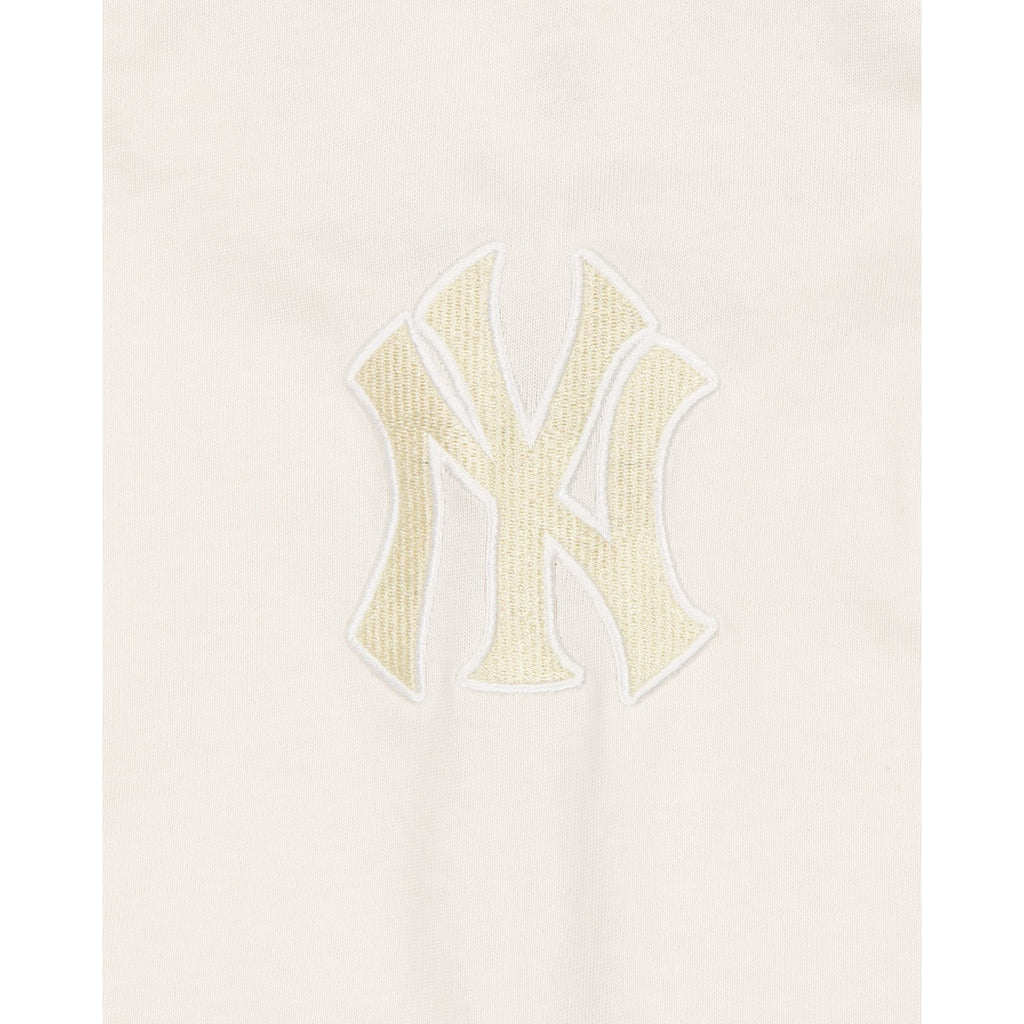New York Yankees Off White Script Long Sleeve Rugby Shirt
