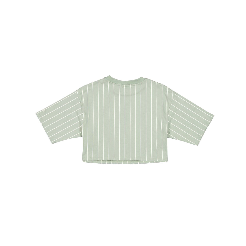 New Era Cap Women's Cropped Everest Green Pinstripe T-Shirt