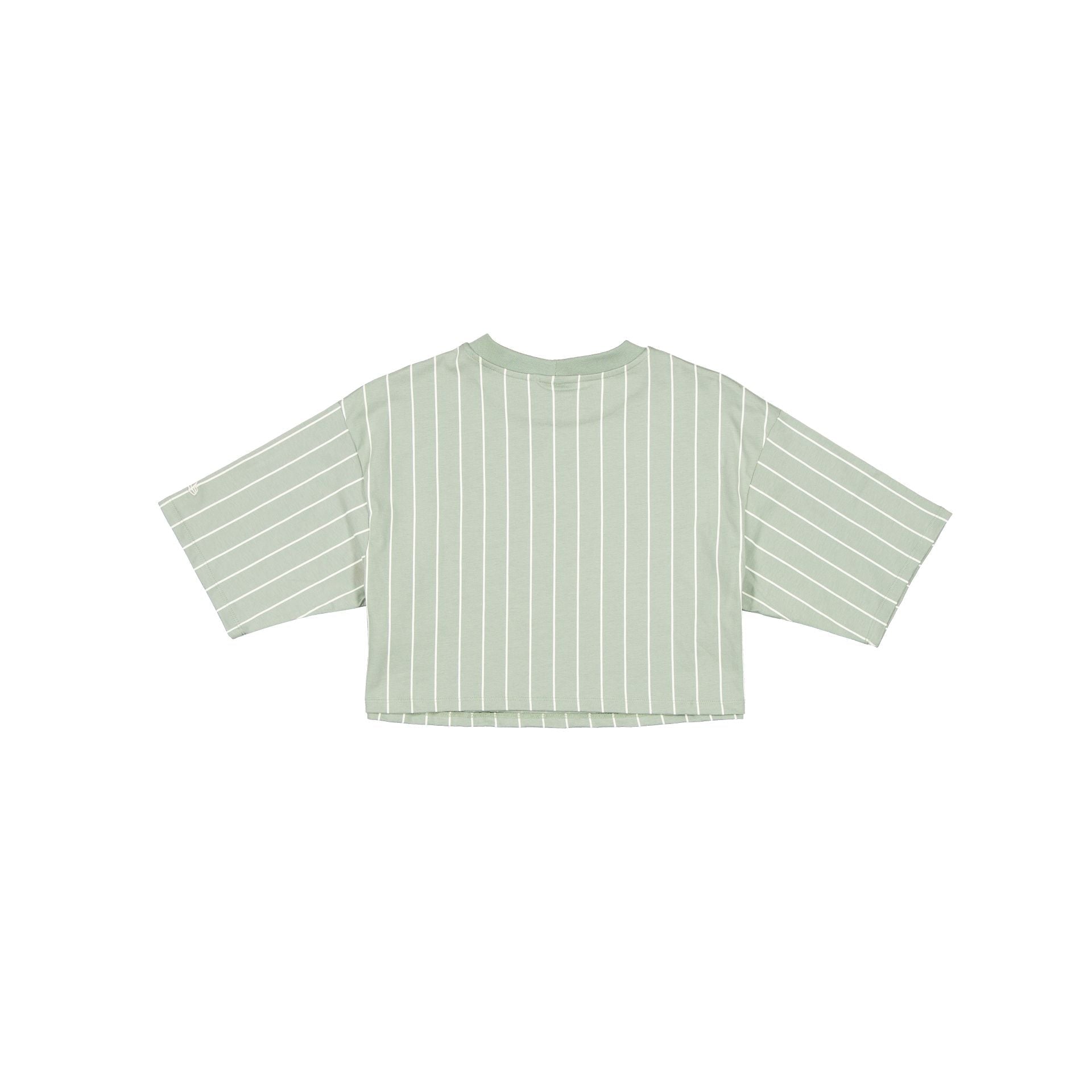 New Era Cap Women's Cropped Everest Green Pinstripe T-Shirt