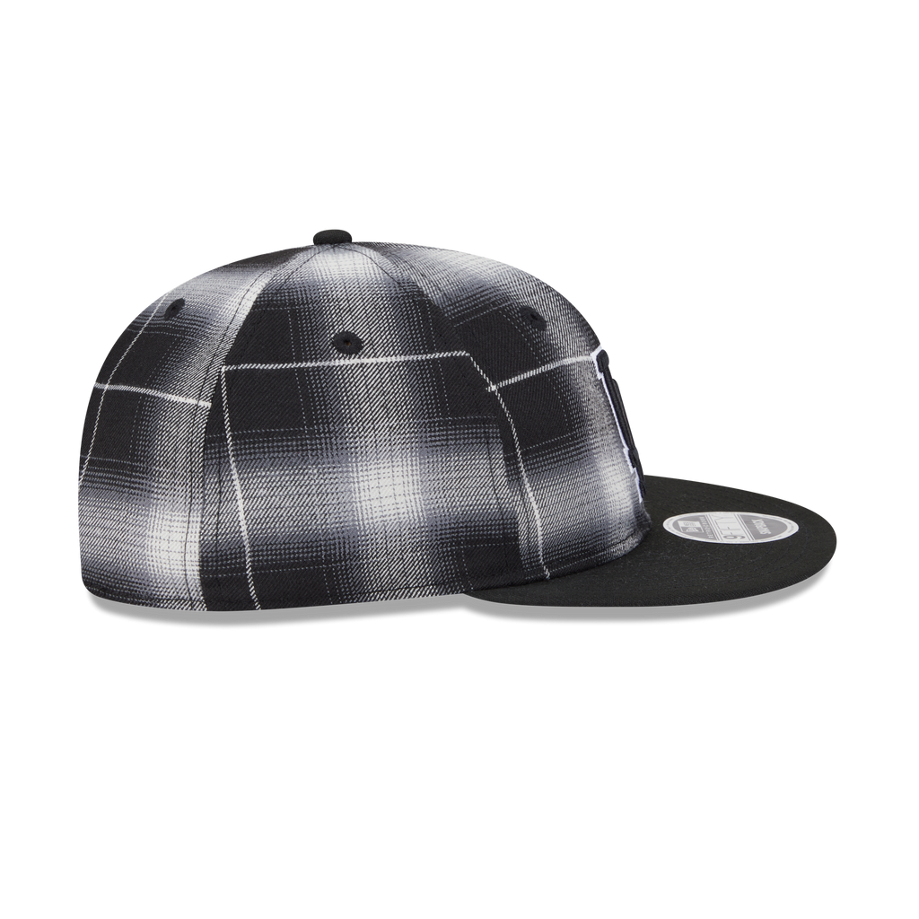 Los Angeles Dodgers Black and White Plaid Retro Crown 9FIFTY Snapback Hat
