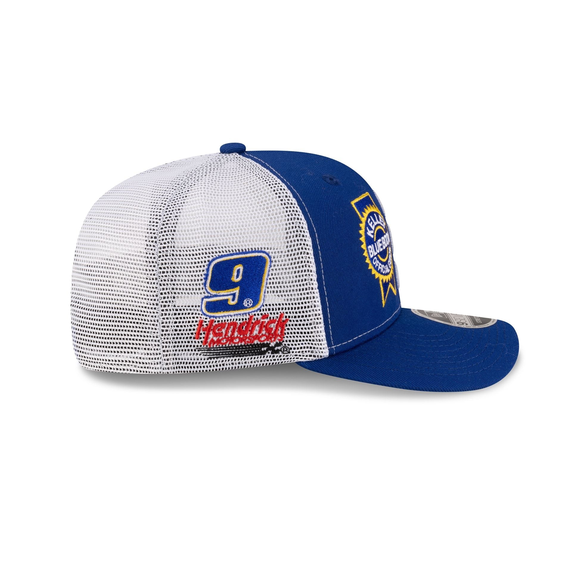 Hendrick Motorsports Chase Elliott Kelly Blue Book Partner 9SEVENTY Stretch-Snap Trucker Hat