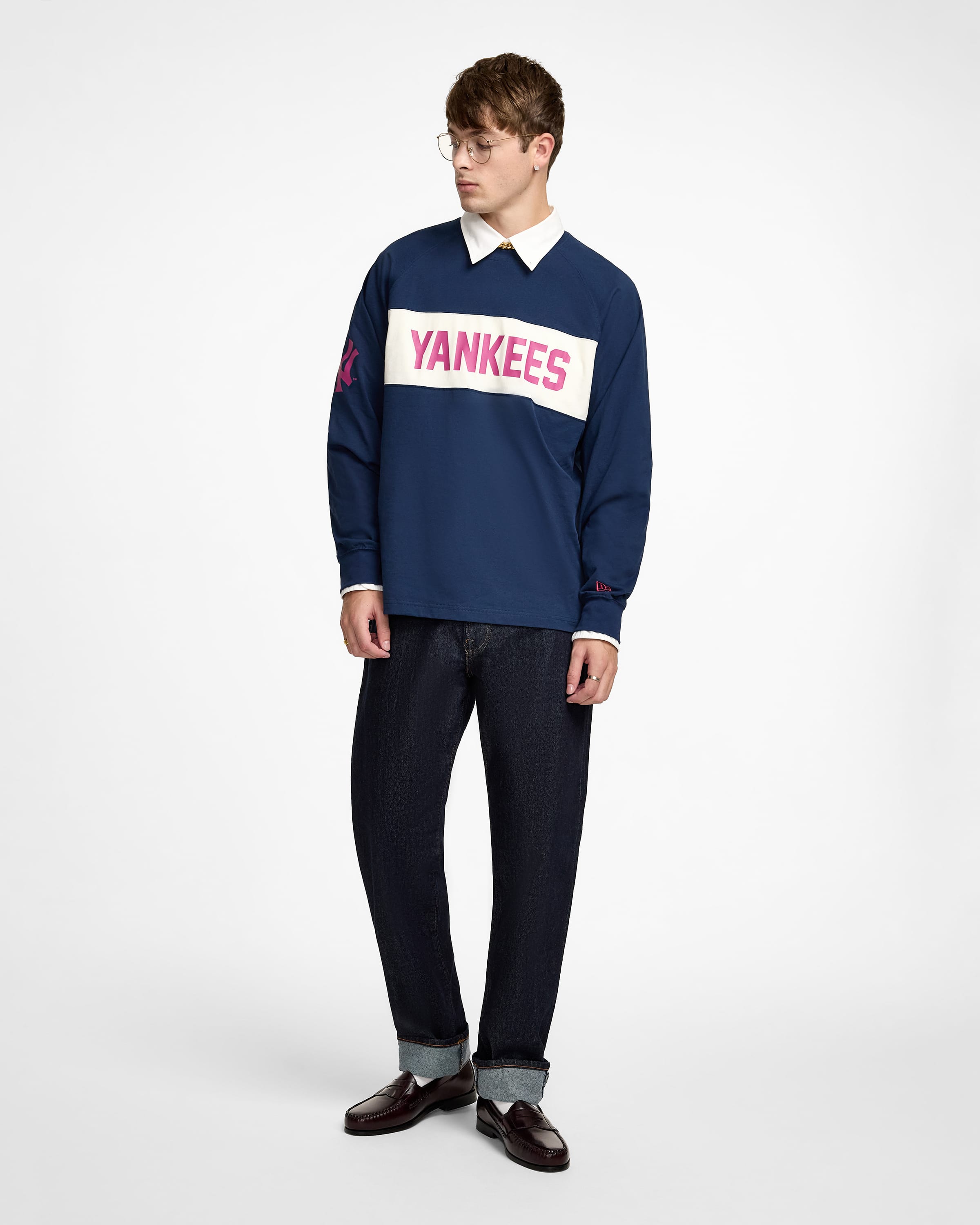New York Yankees Color Block Douglas Fir Long Sleeve T-Shirt