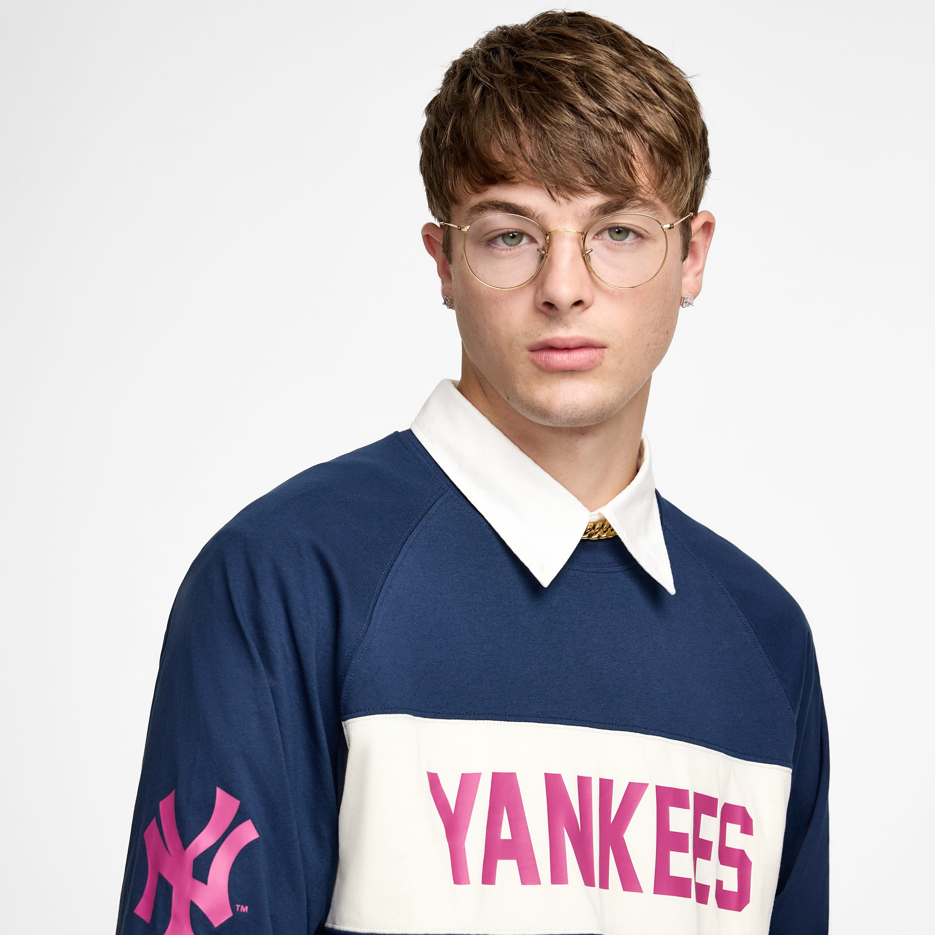 New York Yankees Color Block Douglas Fir Long Sleeve T-Shirt