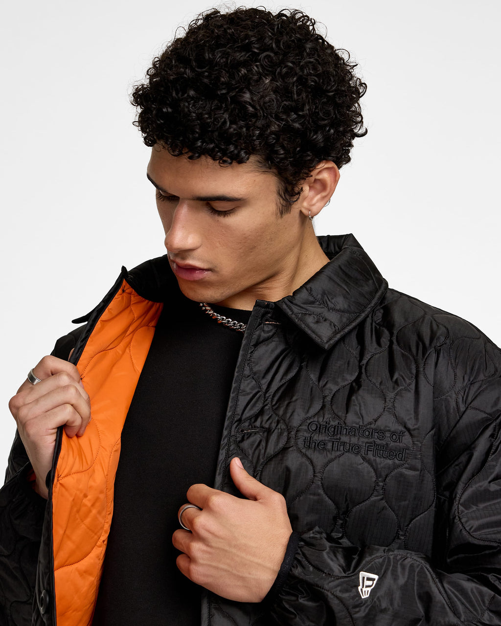 New Era Cap Quilted Button Up Dark Khaki Jacket